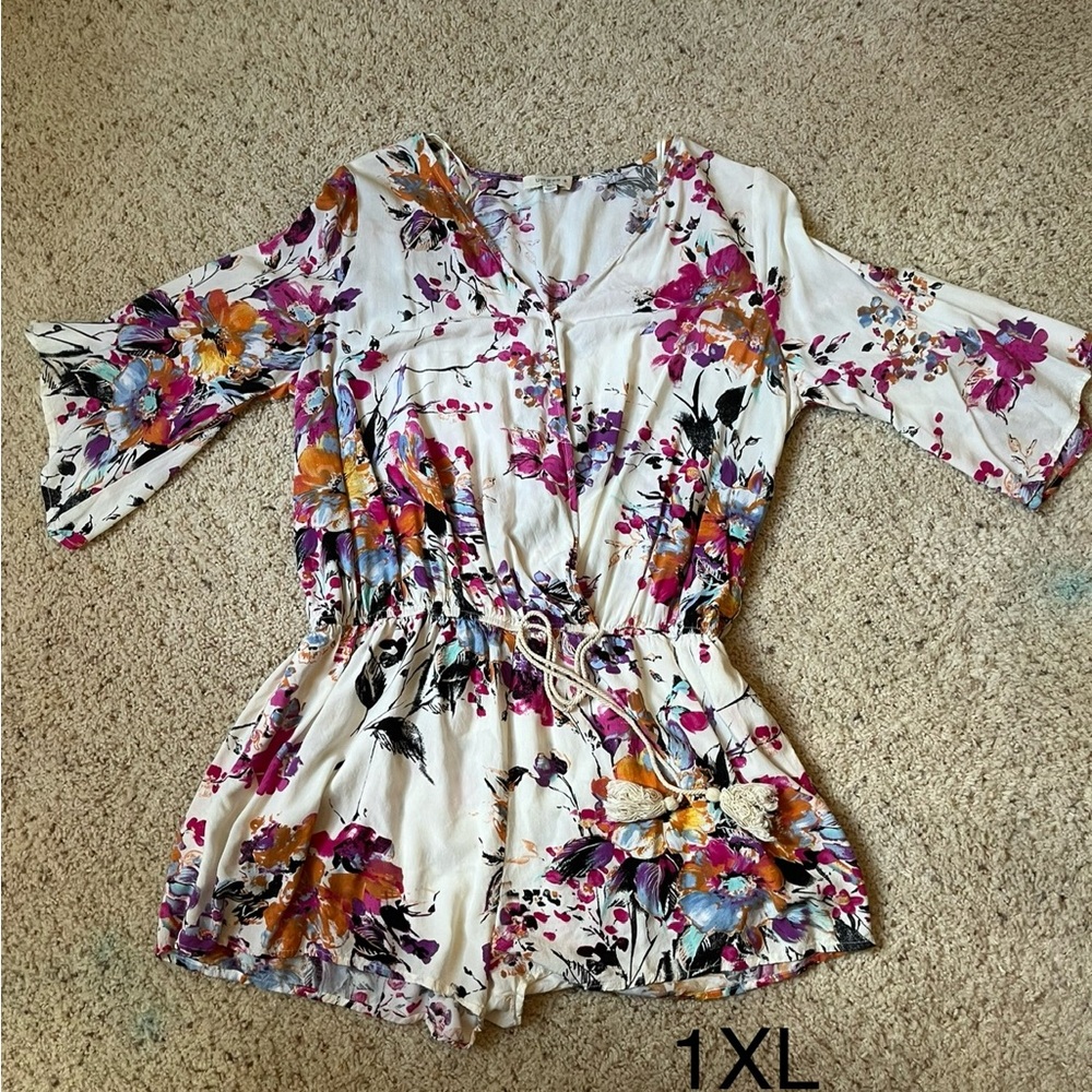 Umgee Floral Print Blouse - Multicolor